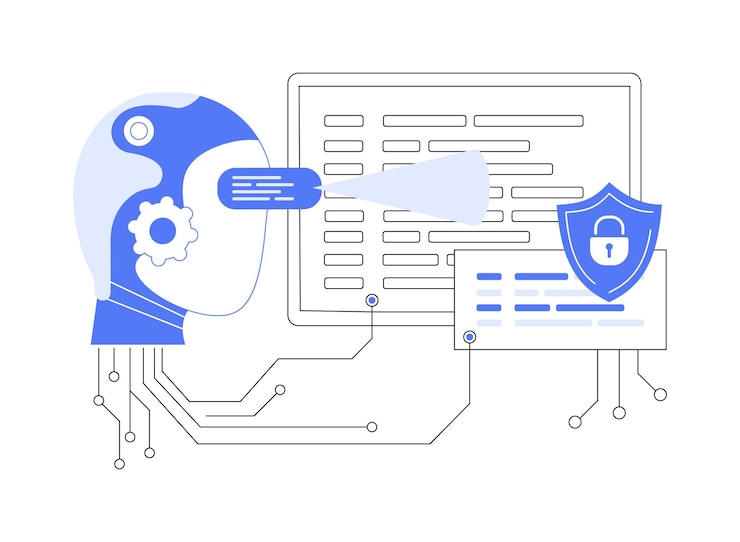 Vettore illustrazione vettoriale del concetto astratto aienhanced threat detection