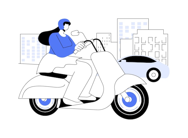 Illustrazione vettoriale del concetto astratto del giro in città dello scooter