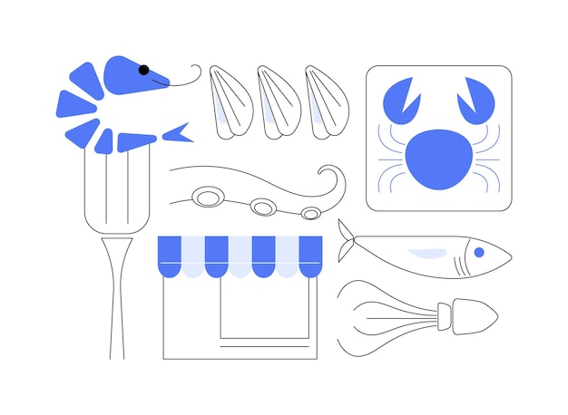 Illustrazione vettoriale del concetto astratto del menu di pesce