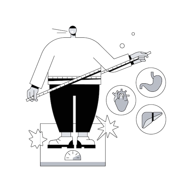 Illustrazione vettoriale del concetto astratto del problema di salute dell'obesità