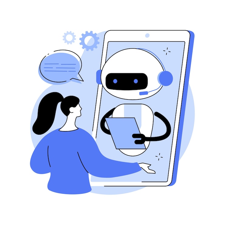 Vettore illustrazione vettoriale del concetto astratto del servizio clienti chatbot