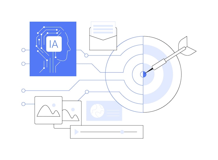 Vettore illustrazione vettoriale del concetto astratto di aioptimized communication channels