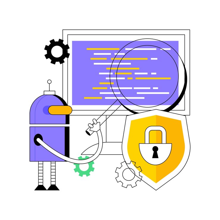 Vettore illustrazione vettoriale del concetto astratto di sicurezza informatica industriale