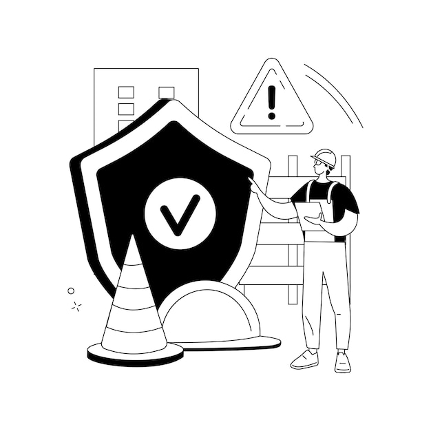 Illustrazione vettoriale del concetto astratto di sicurezza sul posto di lavoro Valutazione del posto di lavoro condizioni di lavoro sicure salute sul lavoro servizio di sicurezza dei dipendenti ambiente di lavoro protetto metafora astratta