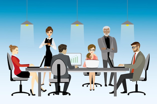 illustrazione vettoriale del concetto di centro di coworking persone che lavorano insieme