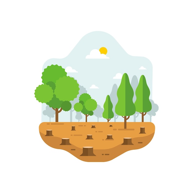 Illustrazione vettoriale del concetto di progettazione della terra di deforestazione