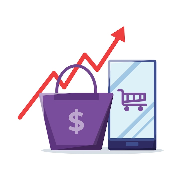 Vettore illustrazione vettoriale del concetto di shopping online