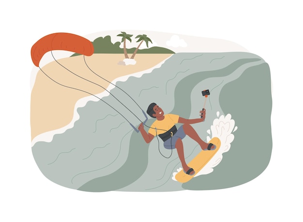 Illustrazione vettoriale del concetto isolato del kitesurf