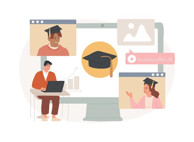Illustrazione vettoriale del concetto isolato della piattaforma scolastica online Homeschooling in covid2019 piattaforma educativa online qarantine classi digitali corsi virtuali LMS per il concetto di vettore scolastico