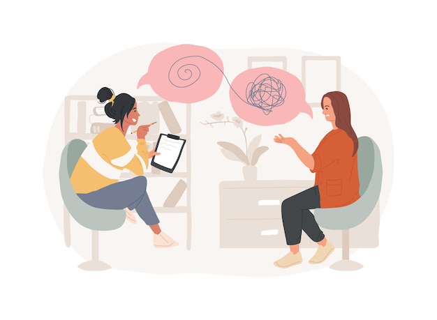 Illustrazione vettoriale del concetto isolato di psicoterapia Intervento non farmacologico consulenza verbale servizio di psicoterapia terapia cognitiva comportamentale concetto di vettore di sessione privata