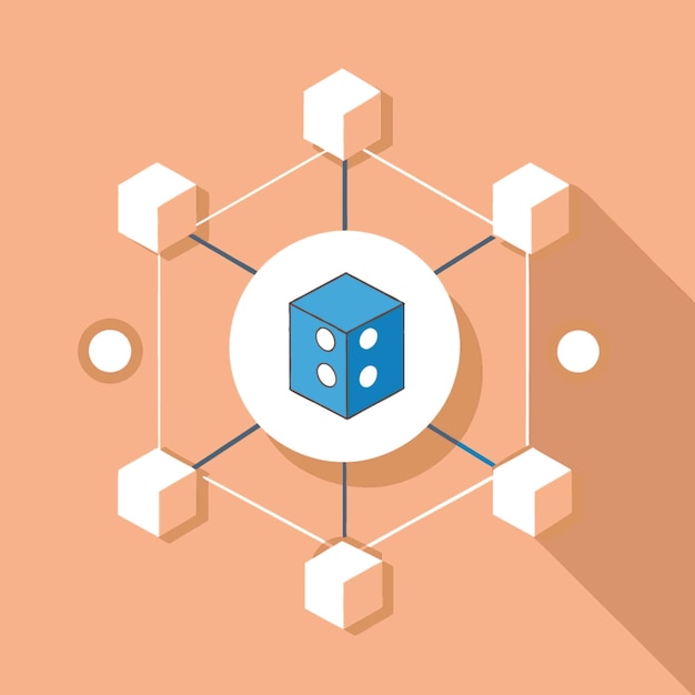 Illustrazione vettoriale del concetto tecnologico con elementi di stile piatto del design blockchain