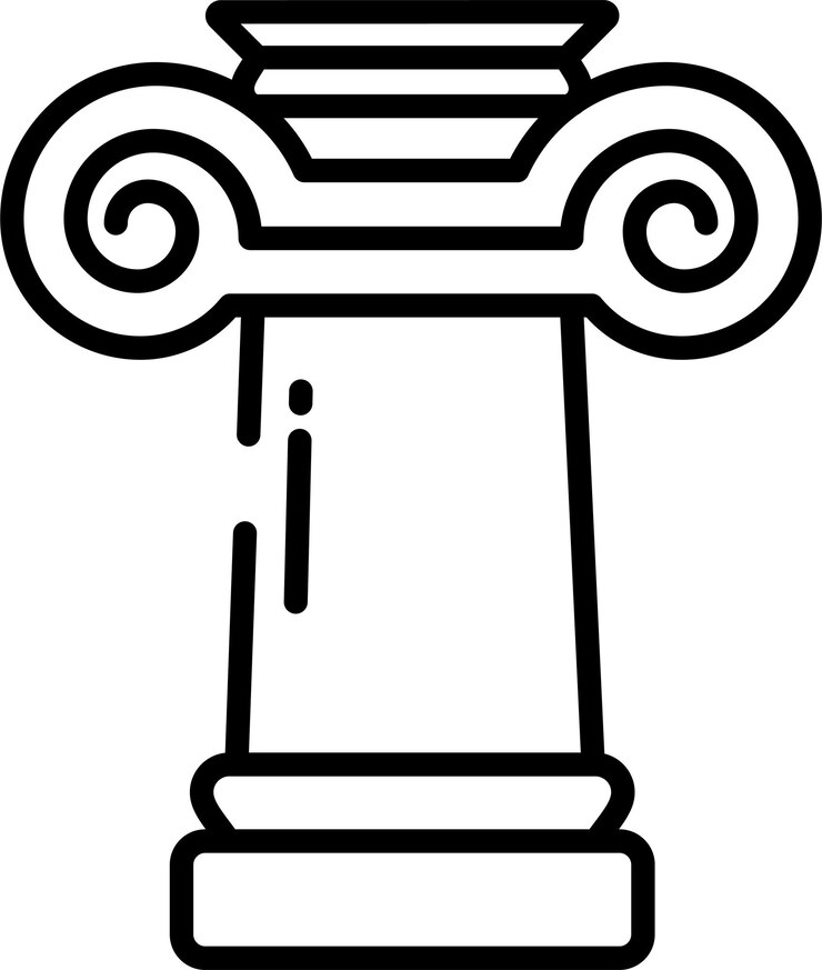 Vettore illustrazione vettoriale del contorno del pilastro greco ionico