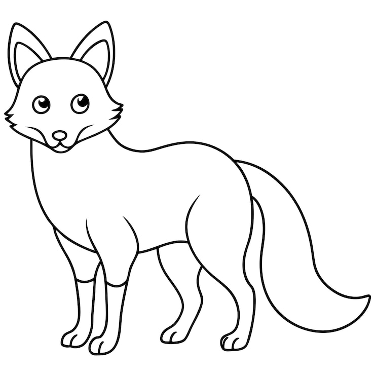 Vettore illustrazione vettoriale del contorno della pagina da colorare fox