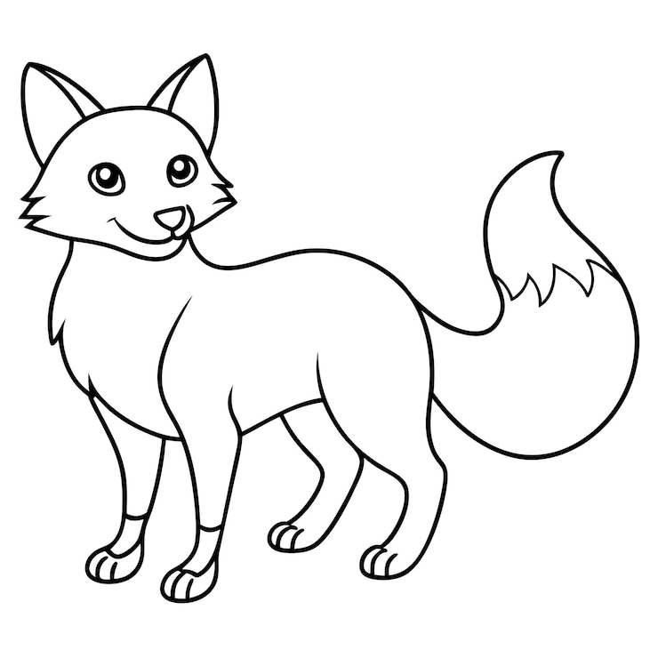 Vettore illustrazione vettoriale del contorno della pagina da colorare fox