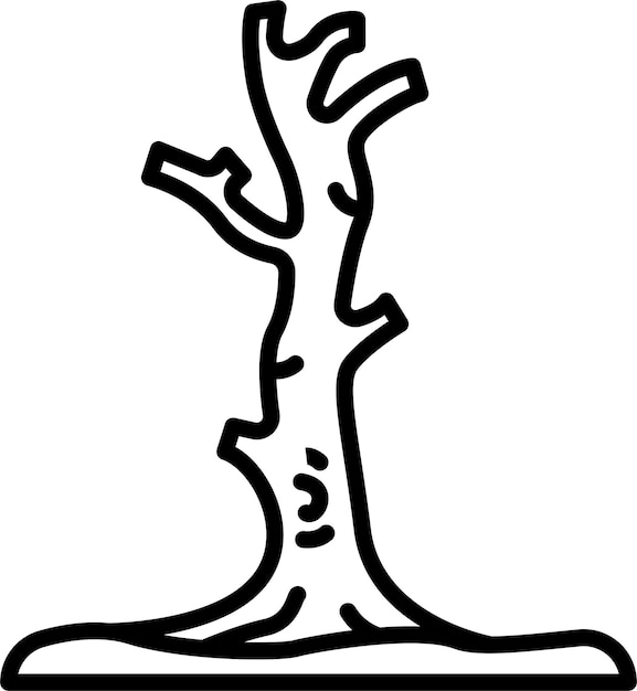 Illustrazione vettoriale del contorno di un albero solido morto