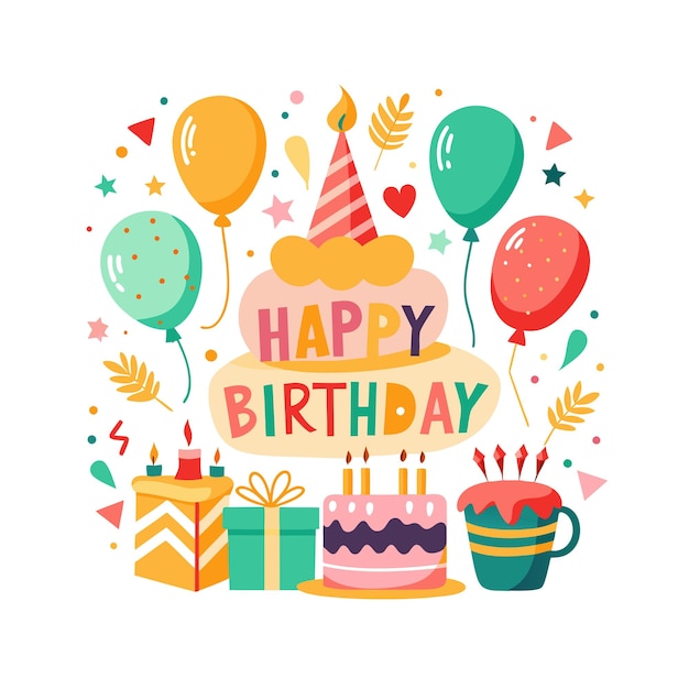 Illustrazione vettoriale del design della carta di auguri per il compleanno