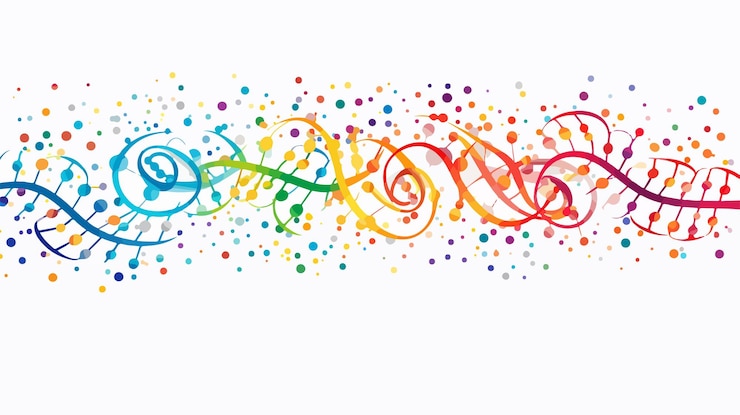 Vettore illustrazione vettoriale del flusso di fuochi d'artificio a spirale del dna