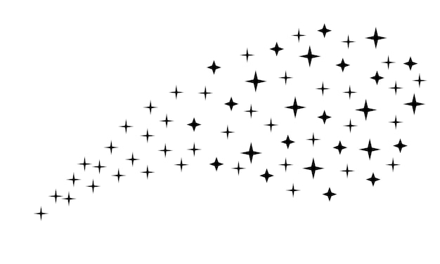 Illustrazione vettoriale del flusso di stelle di fuochi d'artificio. Lo stile è stelle piatte gialle, sfondo blu.