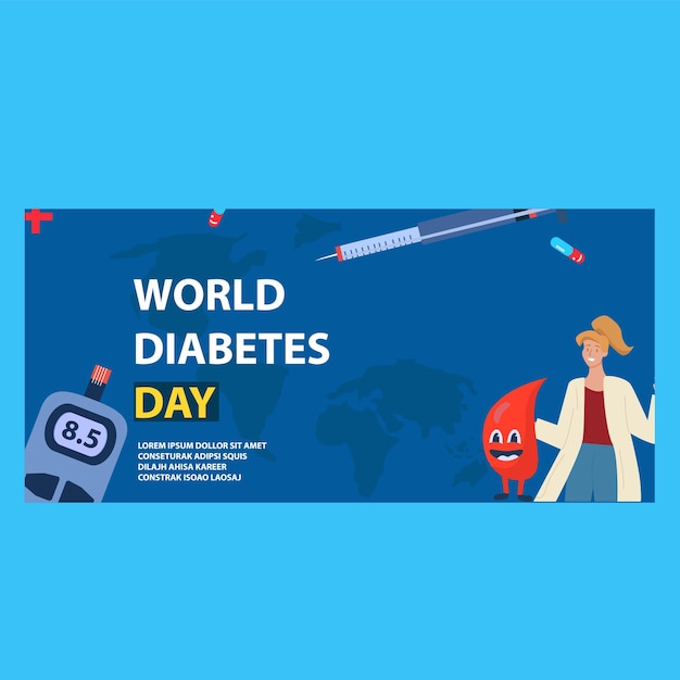 illustrazione vettoriale del giorno del diabete illustrazione vettoriale del giorno del diabete teamplate con asset di carattere