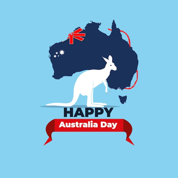 Illustrazione vettoriale del giorno dell'Australia felice Scritte con testo disegnato a mano per il giorno dell'Australia