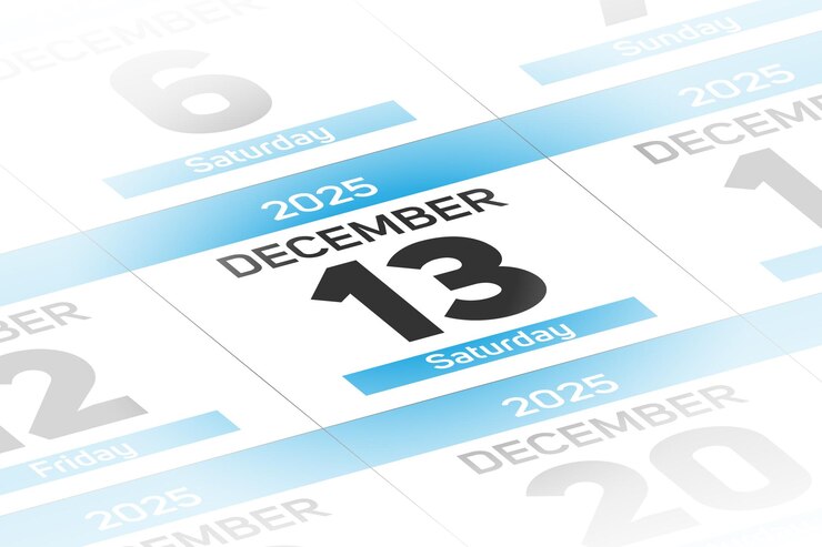 Vettore illustrazione vettoriale del giorno di calendario della data dell'anno 13 dicembre 2025