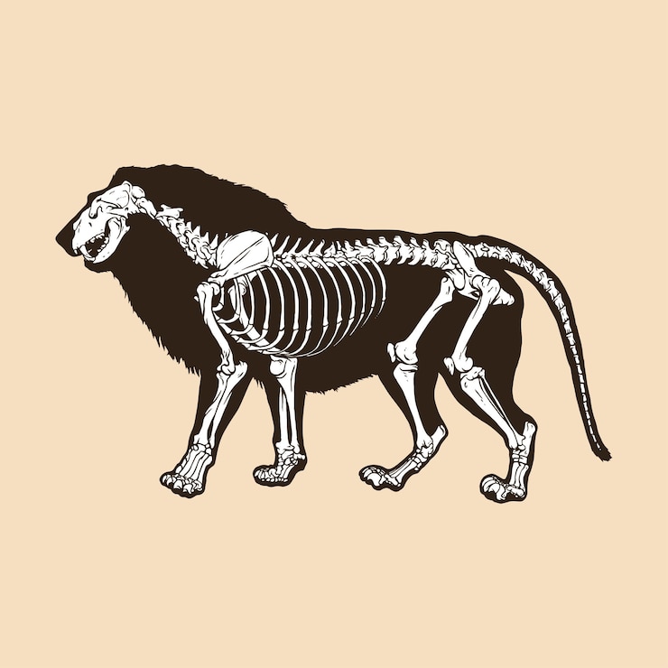 Vettore illustrazione vettoriale del leone scheletro
