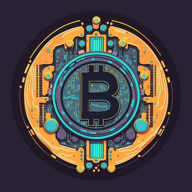 Illustrazione vettoriale del logo artistico della moneta Bitcoin