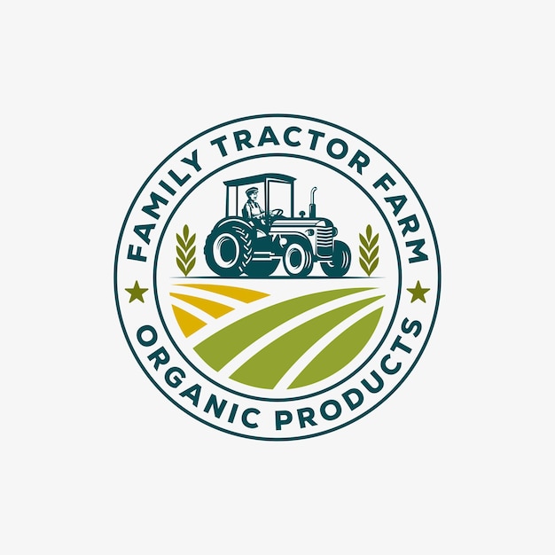 Illustrazione vettoriale del logo dell'azienda agricola del trattore