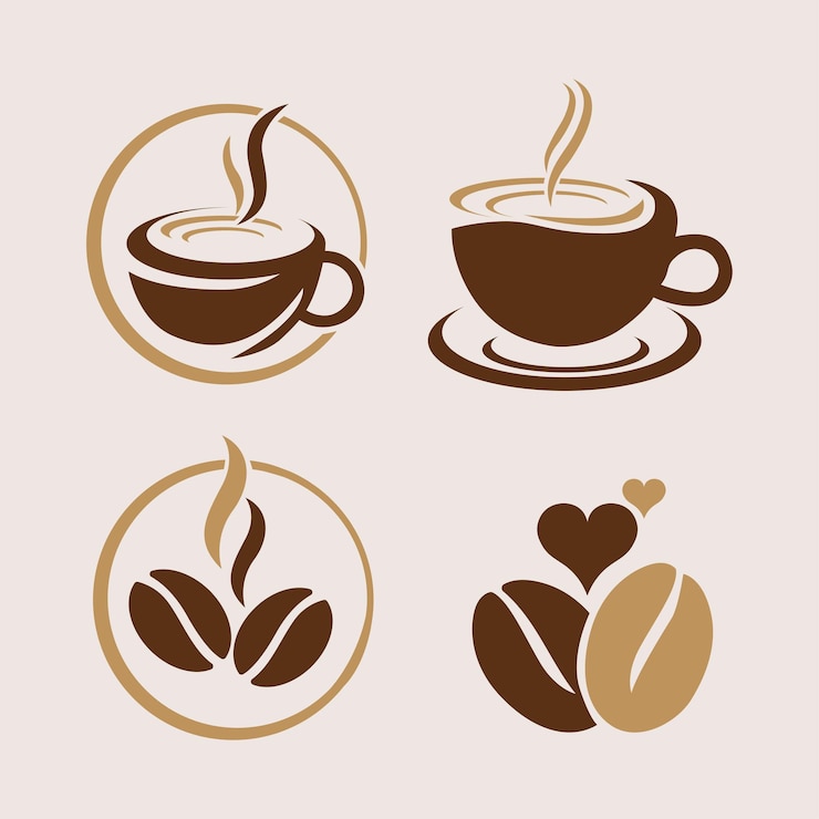 Vettore illustrazione vettoriale del logo della tazza di caffè e dei fagioli