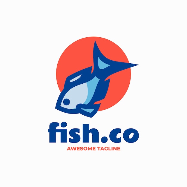 Illustrazione vettoriale del logo Fish Simple Mascot Style