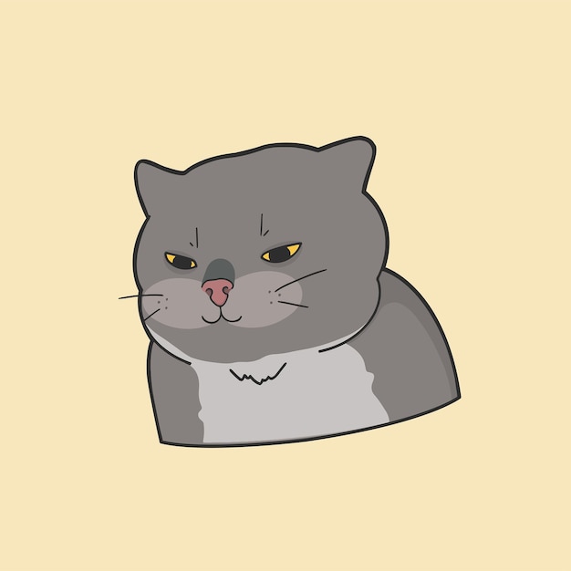 Illustrazione vettoriale del meme gatto grigio