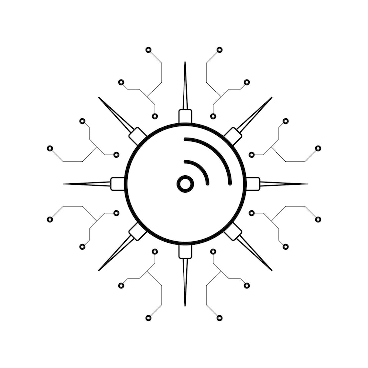 Vettore illustrazione vettoriale del microcircuito lineare