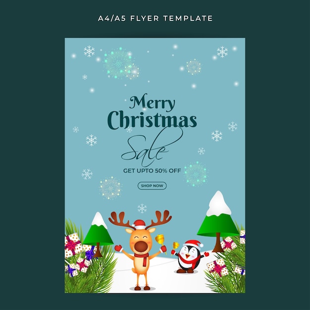 Illustrazione vettoriale del modello A4 del feed dei social media di Merry Christmas Sale