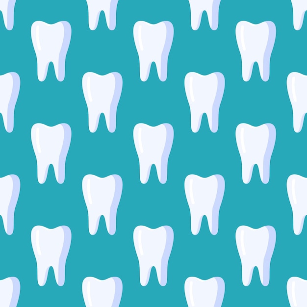 Illustrazione vettoriale del modello dei denti Denti bianchi su sfondo turchese
