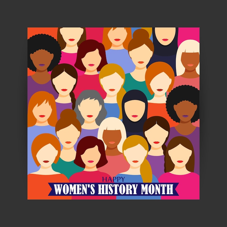 Vettore illustrazione vettoriale del modello di banner del mese della storia delle donne