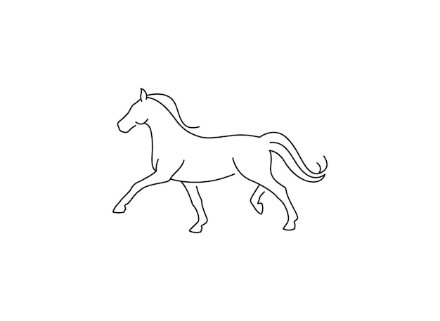 Illustrazione vettoriale del modello di disegno del logo del cavallo Arte della linea animale