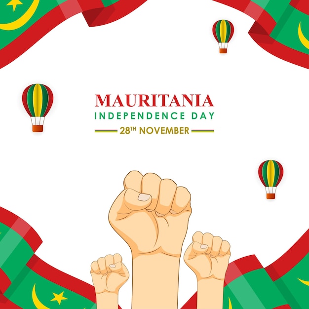 Illustrazione vettoriale del modello di feed dei social media del Giorno dell'Indipendenza della Mauritania