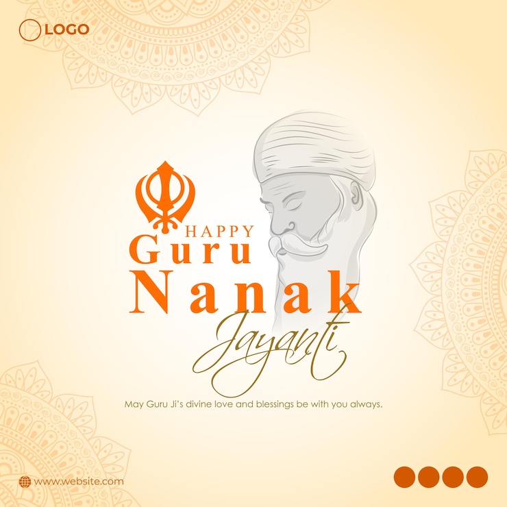 Vettore illustrazione vettoriale del modello di feed dei social media di guru nanak jayanti