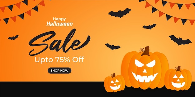 Illustrazione vettoriale del modello di feed dei social media di Happy Halloween Sale