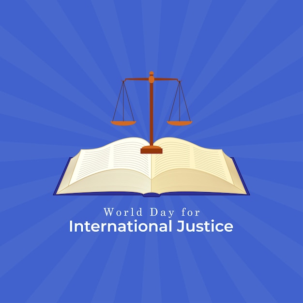 Illustrazione vettoriale del modello di feed della storia dei social media della Giornata mondiale per la giustizia internazionale