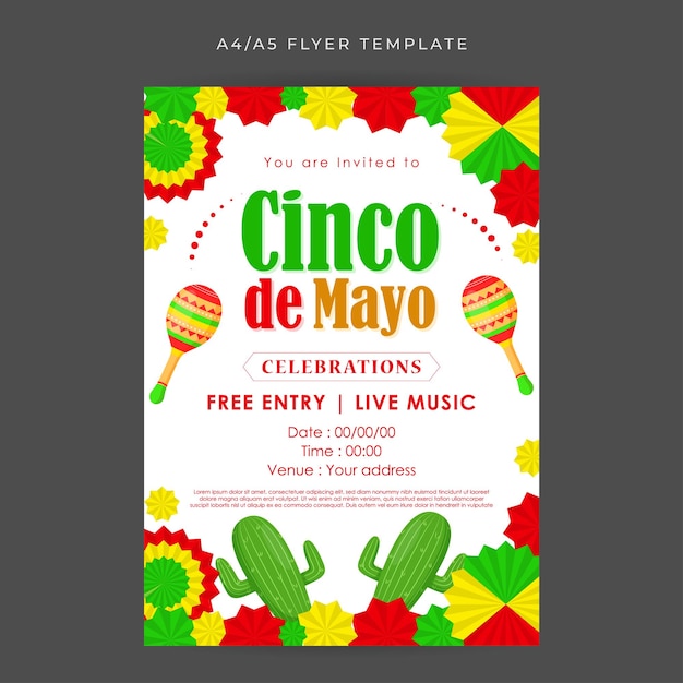Illustrazione vettoriale del modello di mockup del feed della storia dei social media di Cinco de Mayo