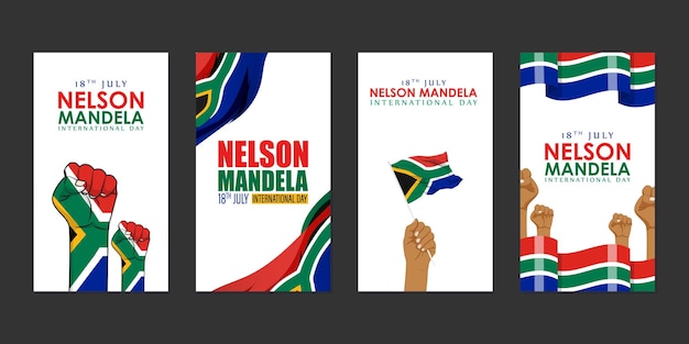 Illustrazione vettoriale del modello di mockup del feed della storia dei social media di Happy Nelson Mandela Day