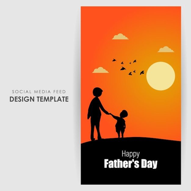 Illustrazione vettoriale del modello di mockup della storia del feed dei social media di Happy Father's Day 18 giugno