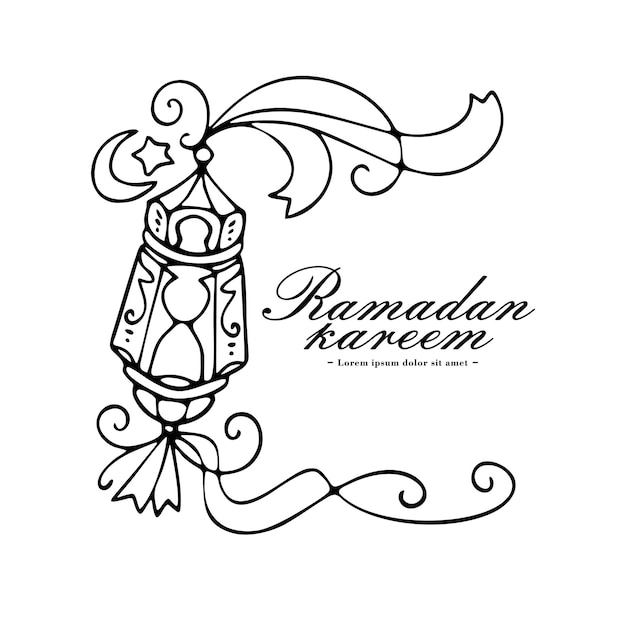 Illustrazione vettoriale del modello di sfondo Ramadan Kareem disegnato a mano