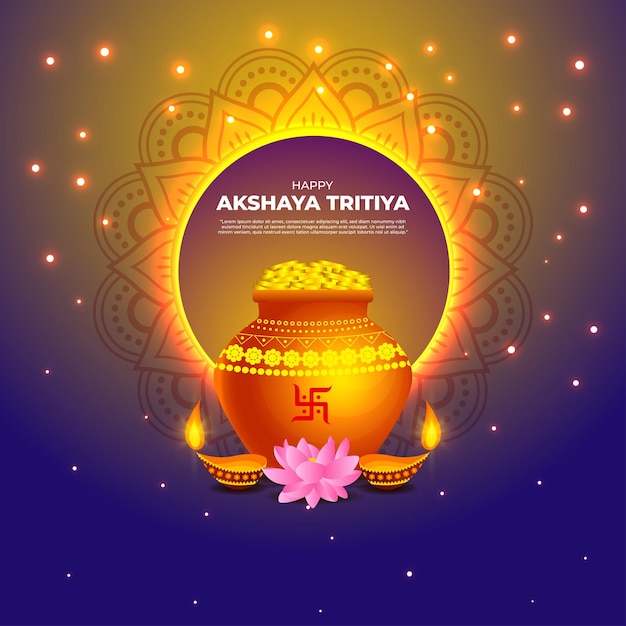 Illustrazione vettoriale del modello di social media Happy Akshaya Tritiya