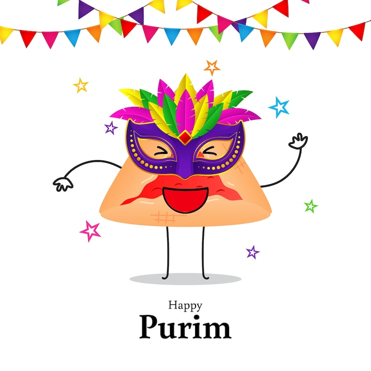 Vettore illustrazione vettoriale del modello di social media happy purim