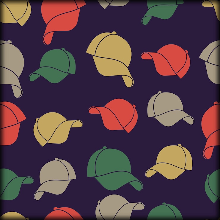 Illustrazione vettoriale del modello senza cuciture del cappelloProdotti tessili e di stampa