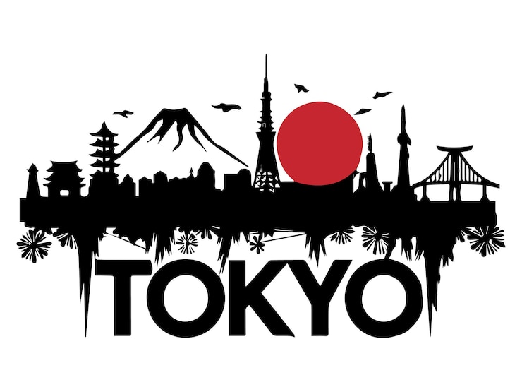 Vettore illustrazione vettoriale del paesaggio urbano di tokyo, giappone