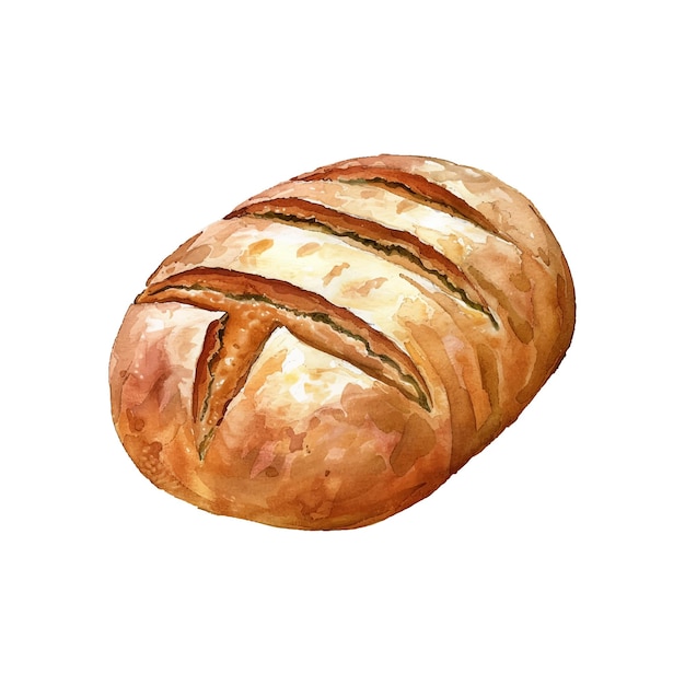 illustrazione vettoriale del pane al lievito in acquerello