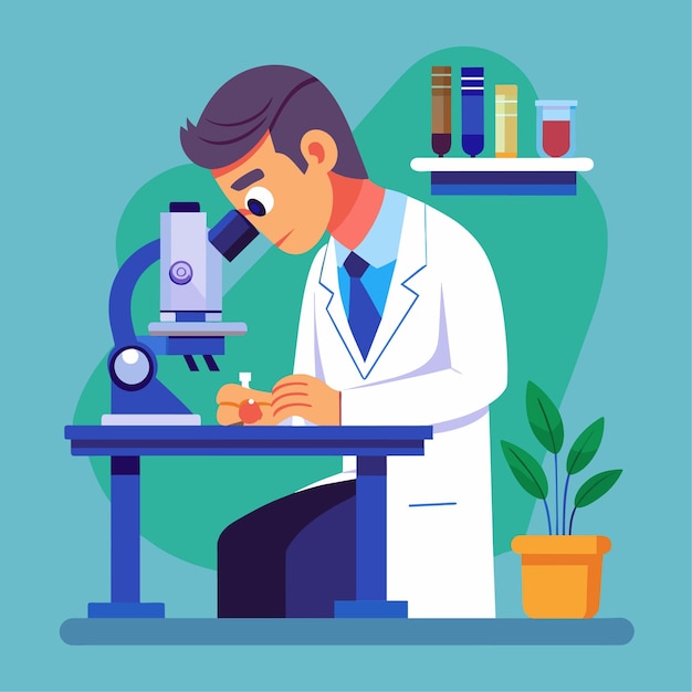 Illustrazione vettoriale del patologo Stile piatto Personaggio di specialista medico